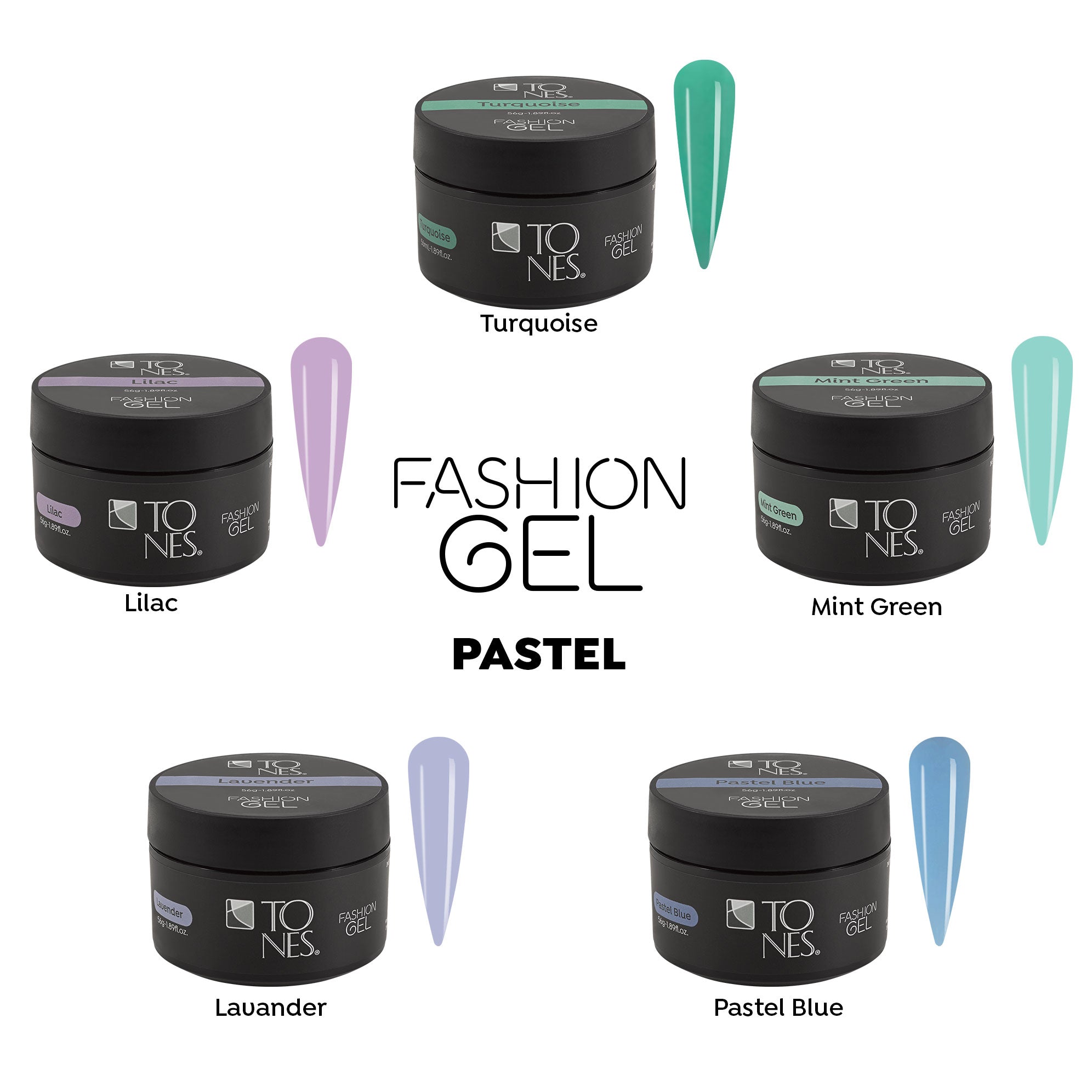 Fashion Gel - Pastel Collection 5 x 56g. - Tones