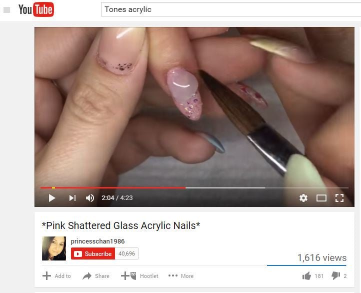 Tones Nail Art Tutorial - Pink Shattered Glass Acrylic Nails by PrincessChan1986 - Tones