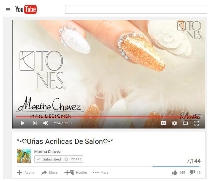 Tones Nail Art Tutorial - Uñas Acrílicas by Martha Chavez (Spanish) - Tones
