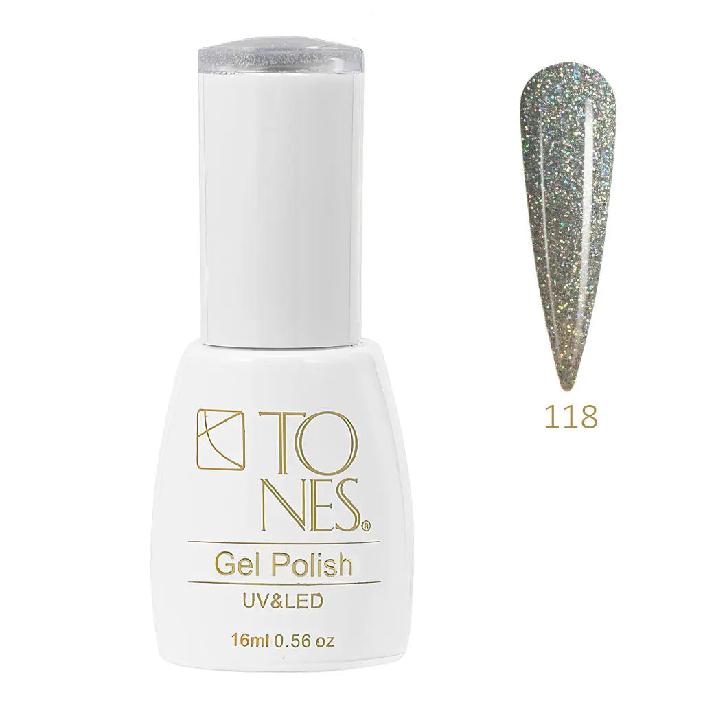 Gel Polish #118 - Diamond Glow  | Silver Gel | UV/LED | 0.56 fl oz — Tones Professional