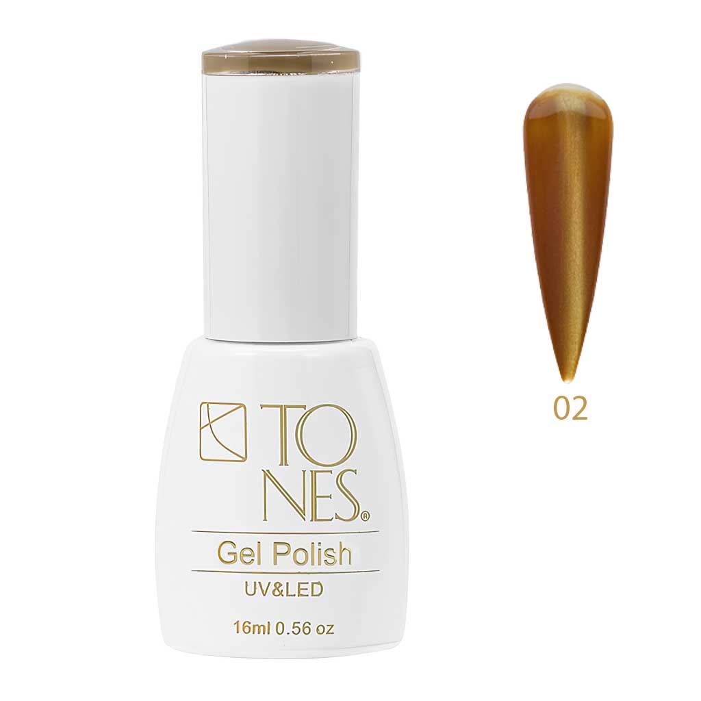 Tones Cat Eye Gel Polish #02 - Golden Cashmere | Gold | UV/LED | 0.56 fl oz | HEMA-Free UV/LED Soak-Off Gel Polish | Tones Pr