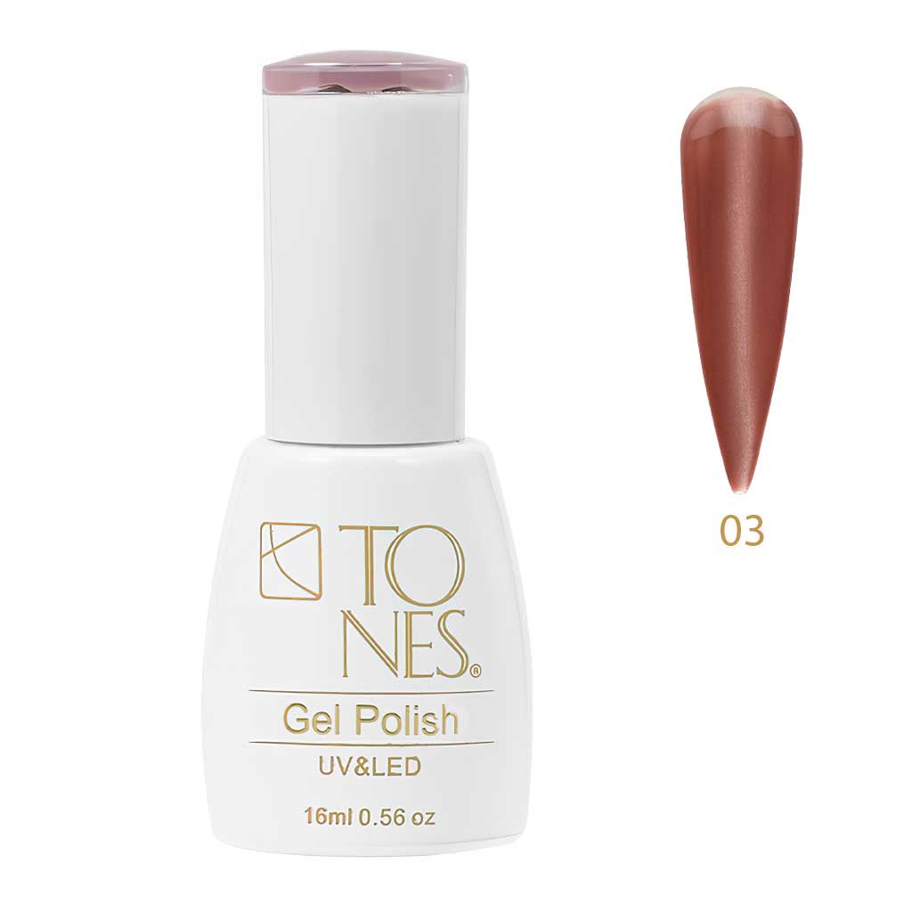 Tones Cat Eye Gel Polish #03 - Mink Cashmere | Brown | UV/LED | 0.56 fl oz | HEMA-Free UV/LED Soak-Off Gel Polish | Tones Pro