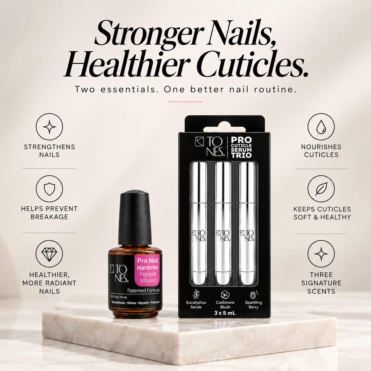 Pro Nail Hardener (15 mL / 0.5 floz) + Cuticle Serum Trio - Bundle