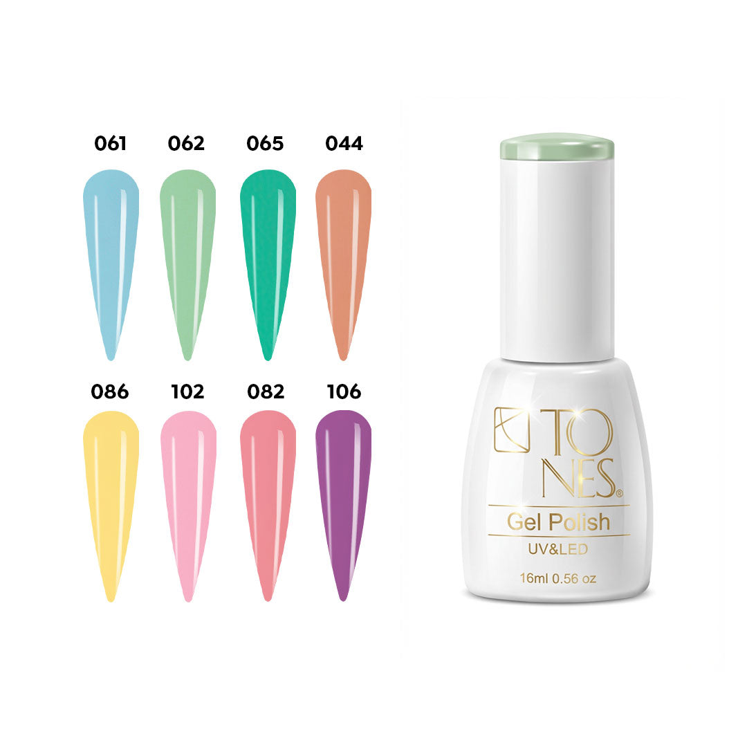 Tones Gel Polish Kit - "Love Bites" (8 x 0.56 fl oz) | HEMA-Free UV/LED Soak-Off Gel Polish | Tones Professional Nail Product