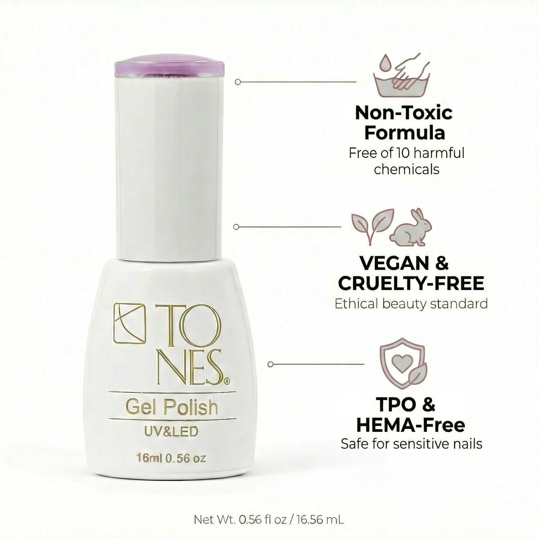 Gel Polish #42 - Black Cherry  | Dark Red Gel | UV/LED | 0.56 fl oz — HEMA-Free UV/LED Soak-Off Gel Polish | Tones