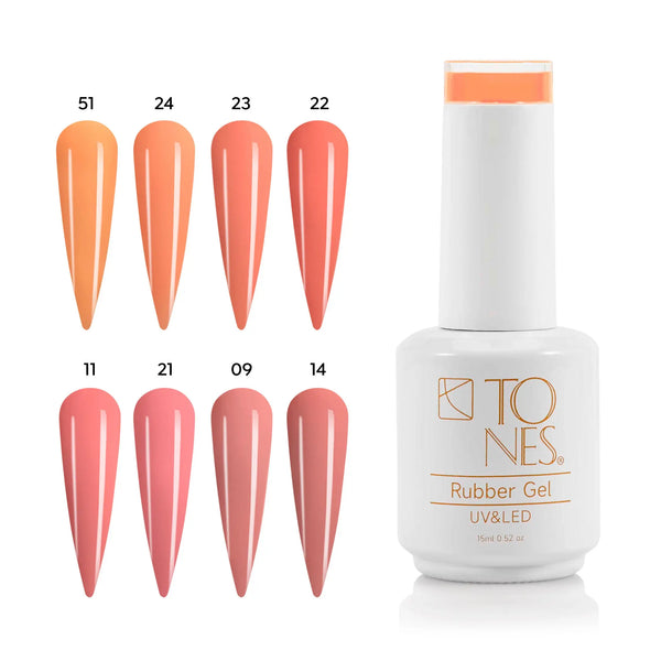 Rubber Base Gel Kit - Petals & Peaches (8 Colors x 15 ml) | Tones