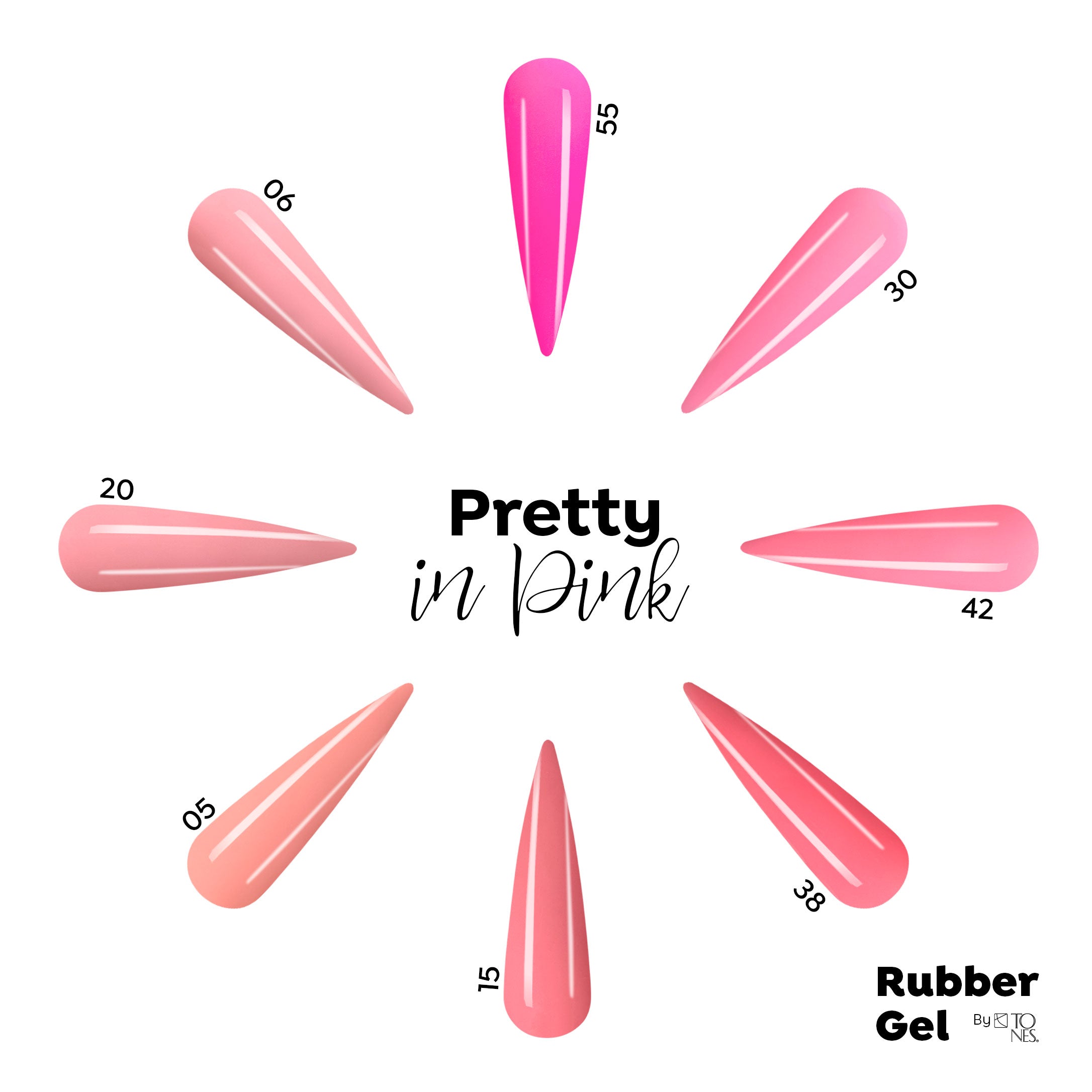 Rubber Base Gel Kit - Pretty In Pink (8 Colors x  15 ml)