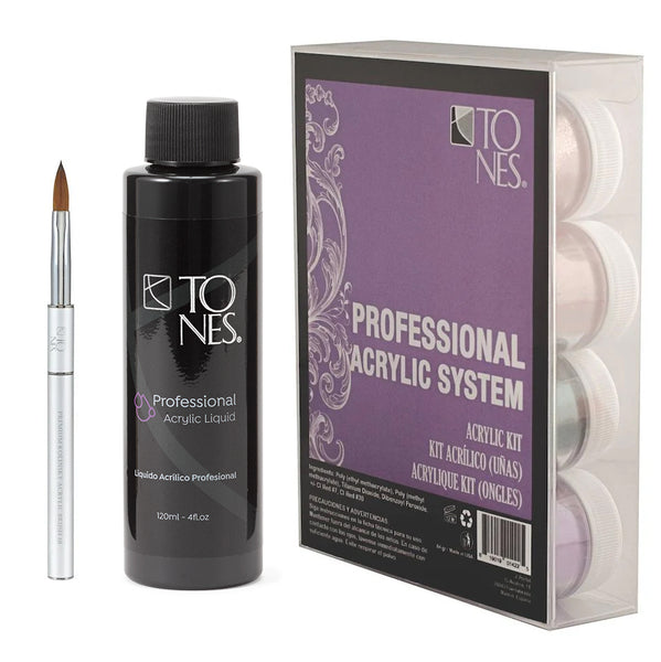 Acrylic Powder Collection: Starter Kit w/ Monomer & #8 Brush (12 x
